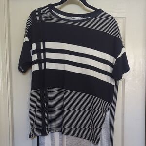 Black And White Striped Asymmetrical Zara Top